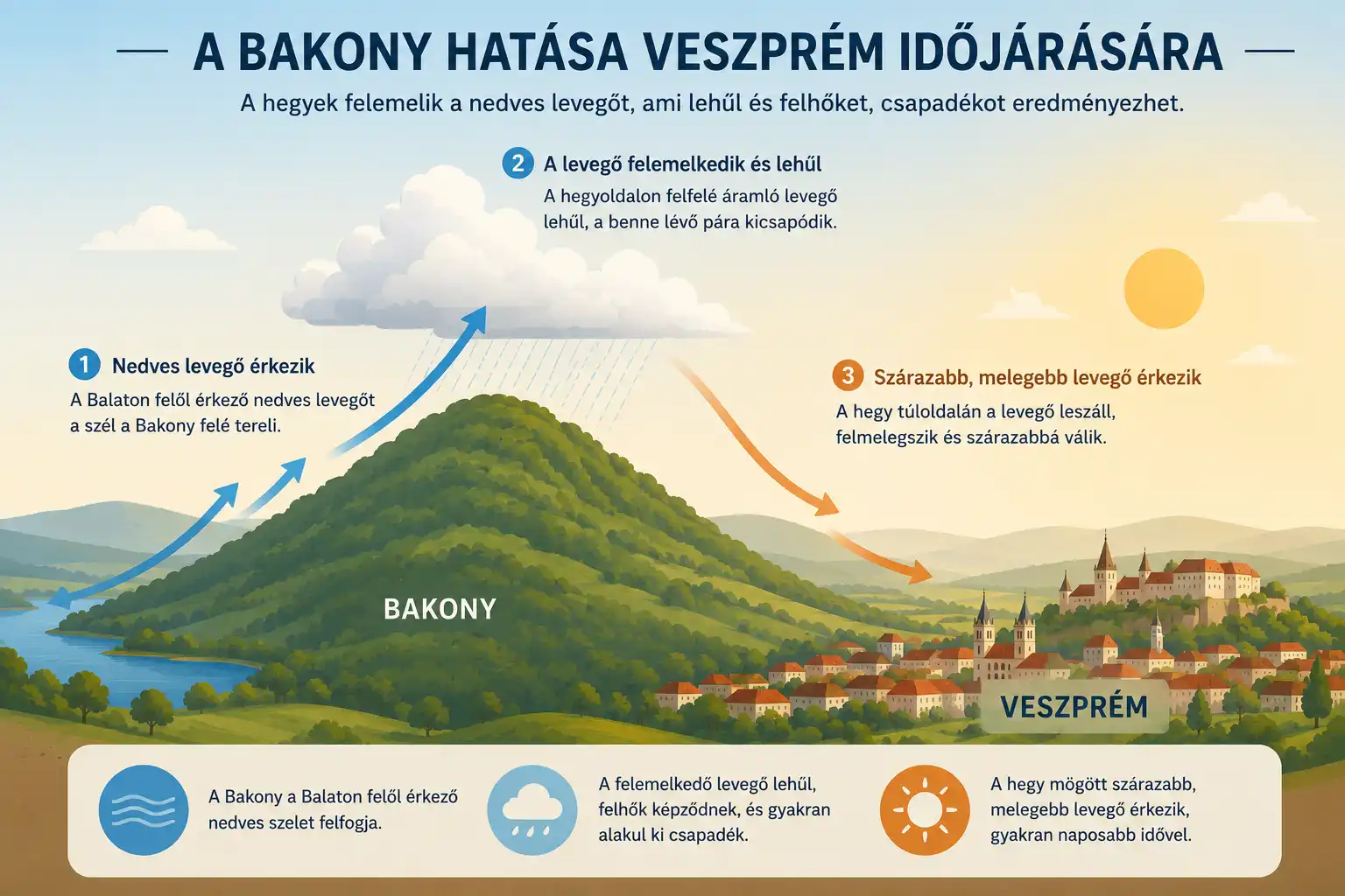 a Bakony hatása Veszprém időjárására Veszprém időjárása