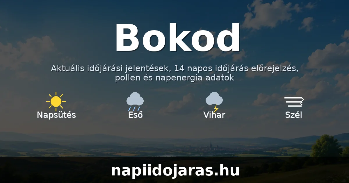 Bokod időjárás aktuális előrejelzés – napiidojaras.hu