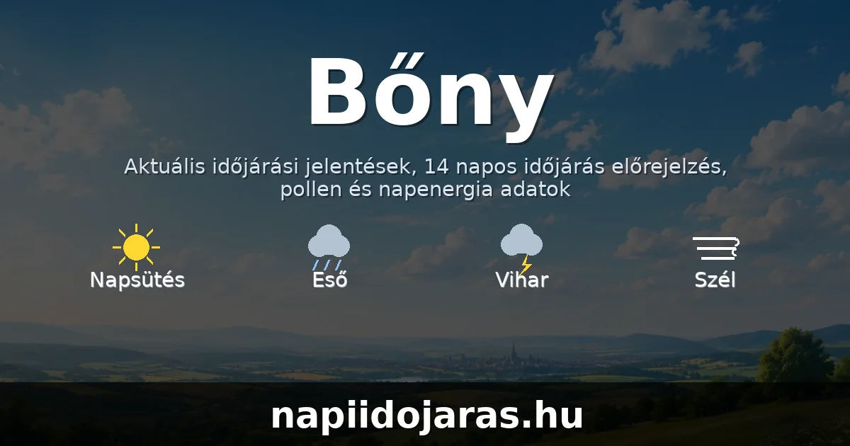 Bőny időjárás aktuális előrejelzés – napiidojaras.hu