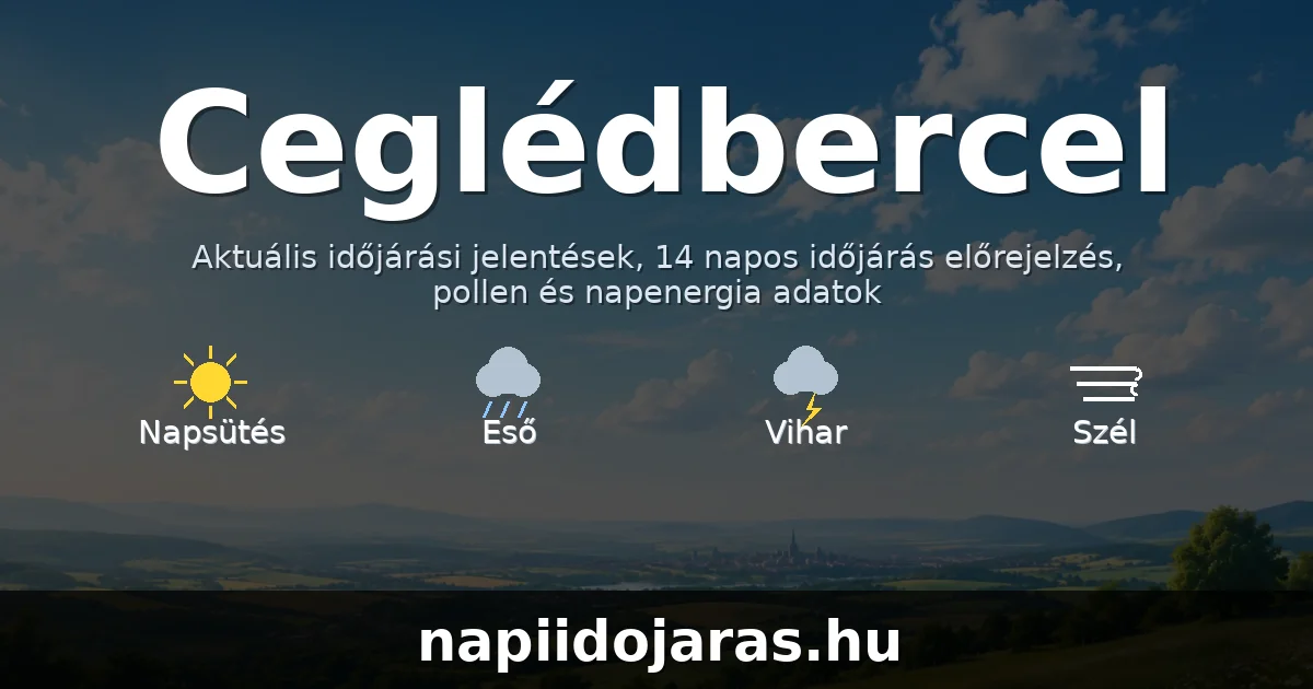 Ceglédbercel időjárás aktuális előrejelzés – napiidojaras.hu