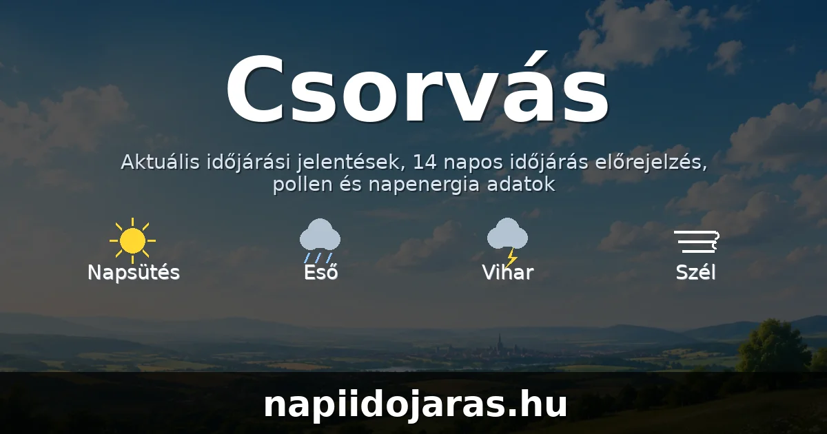 Csorvás időjárás aktuális előrejelzés – napiidojaras.hu