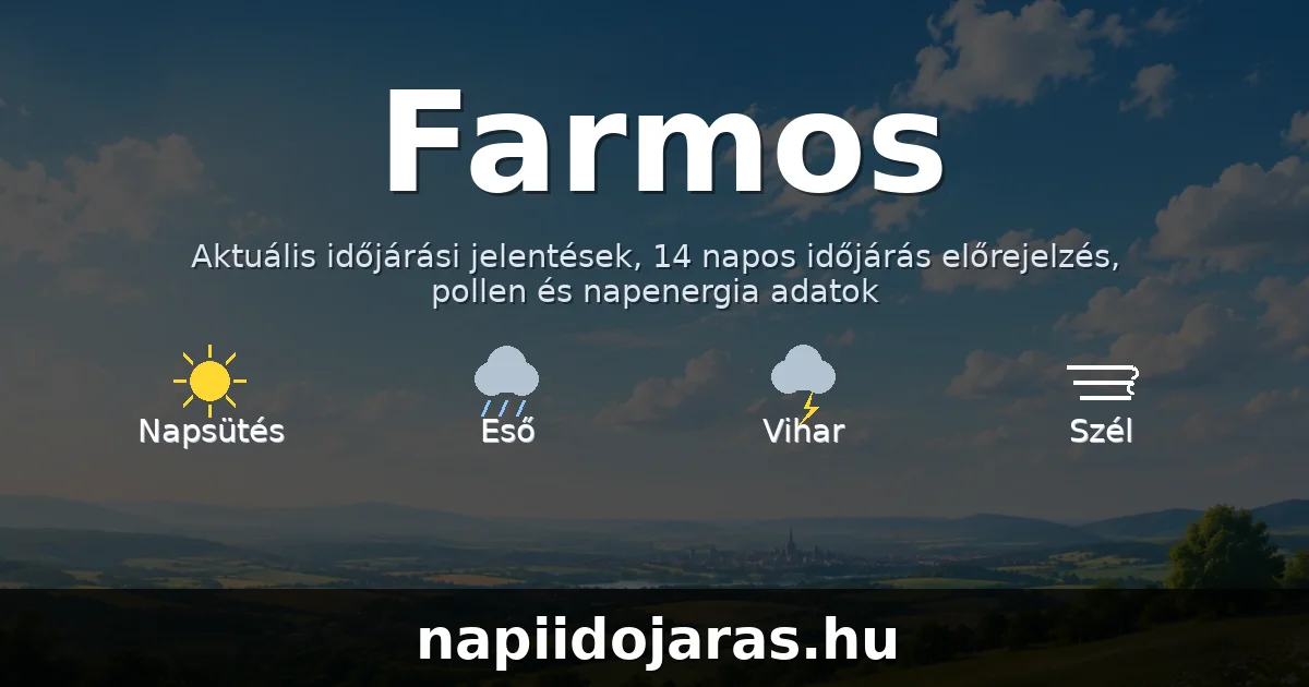Farmos időjárás aktuális előrejelzés – napiidojaras.hu