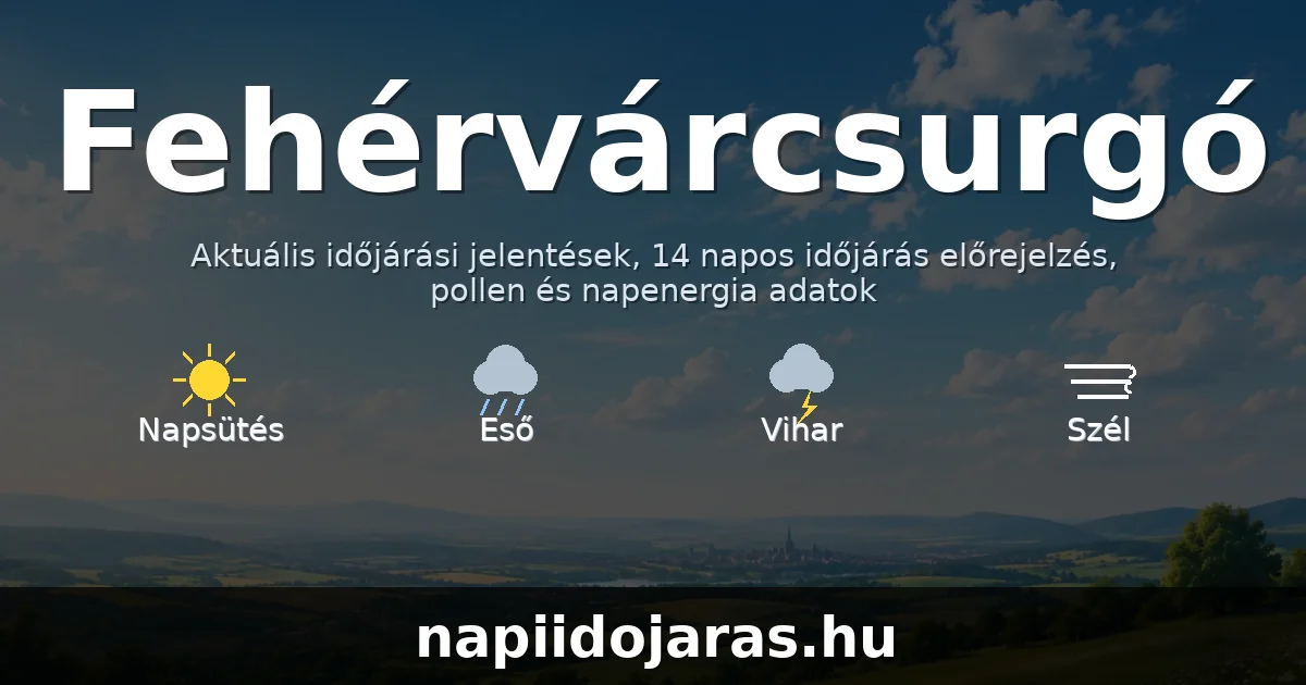 Fehérvárcsurgó időjárás aktuális előrejelzés – napiidojaras.hu