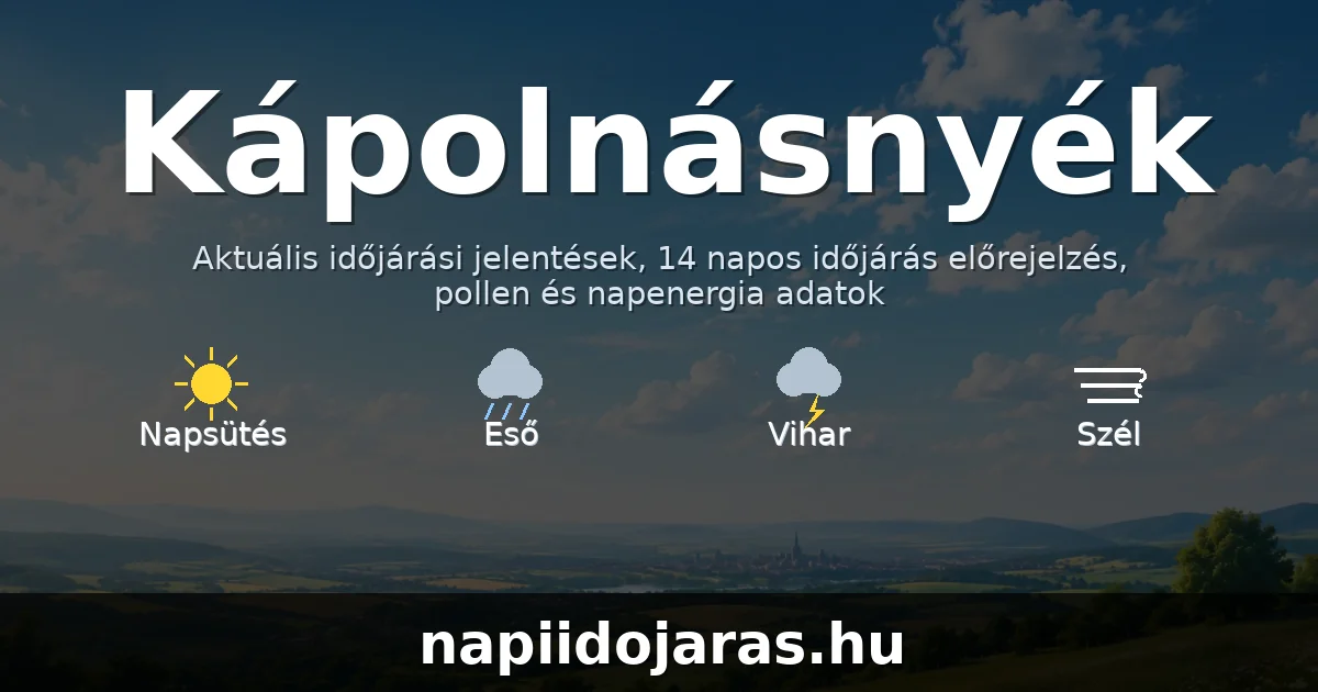 Kápolnásnyék időjárás aktuális előrejelzés – napiidojaras.hu
