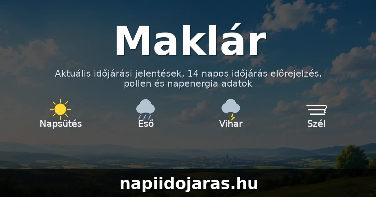 Maklár időjárás aktuális előrejelzés – napiidojaras.hu