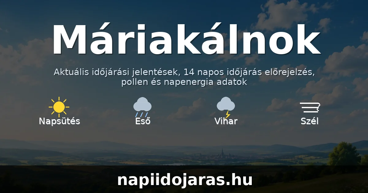 Máriakálnok időjárás aktuális előrejelzés – napiidojaras.hu