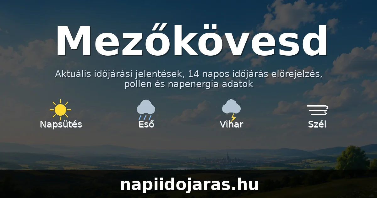 Mezőkövesd időjárás aktuális előrejelzés – napiidojaras.hu