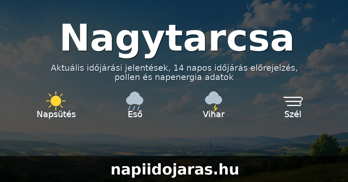 Nagytarcsa időjárás aktuális előrejelzés – napiidojaras.hu