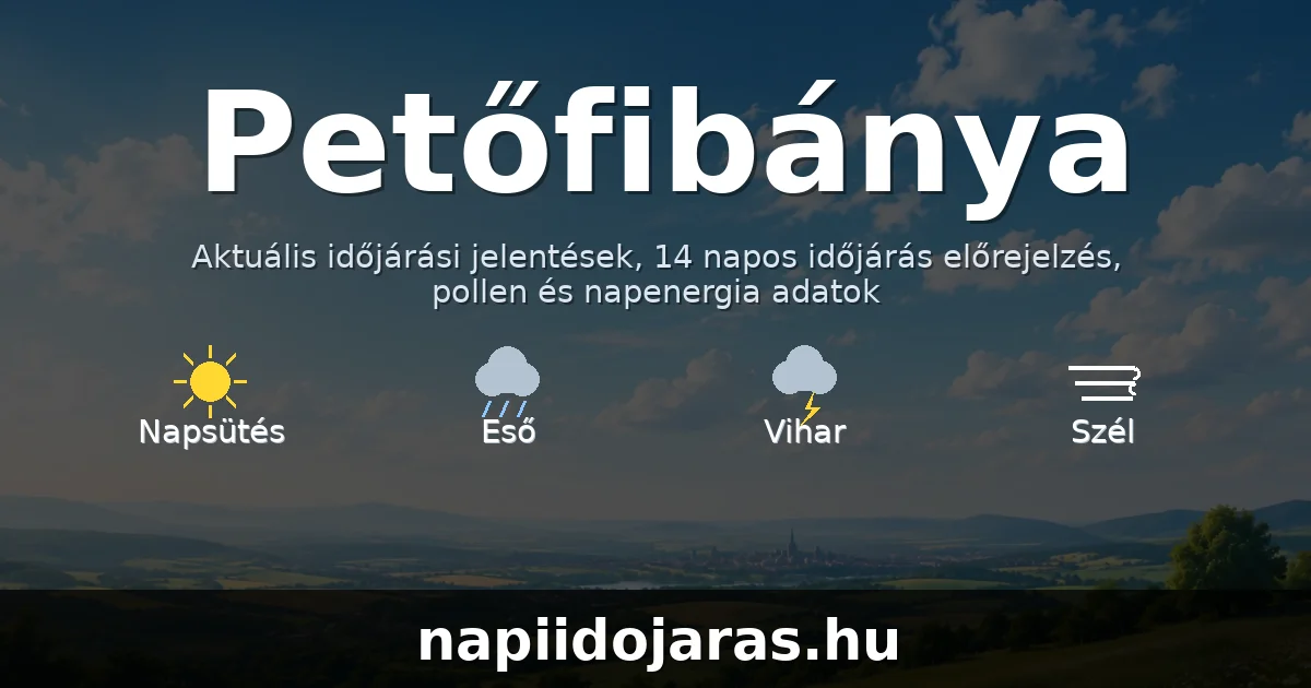 Petőfibánya időjárás aktuális előrejelzés – napiidojaras.hu