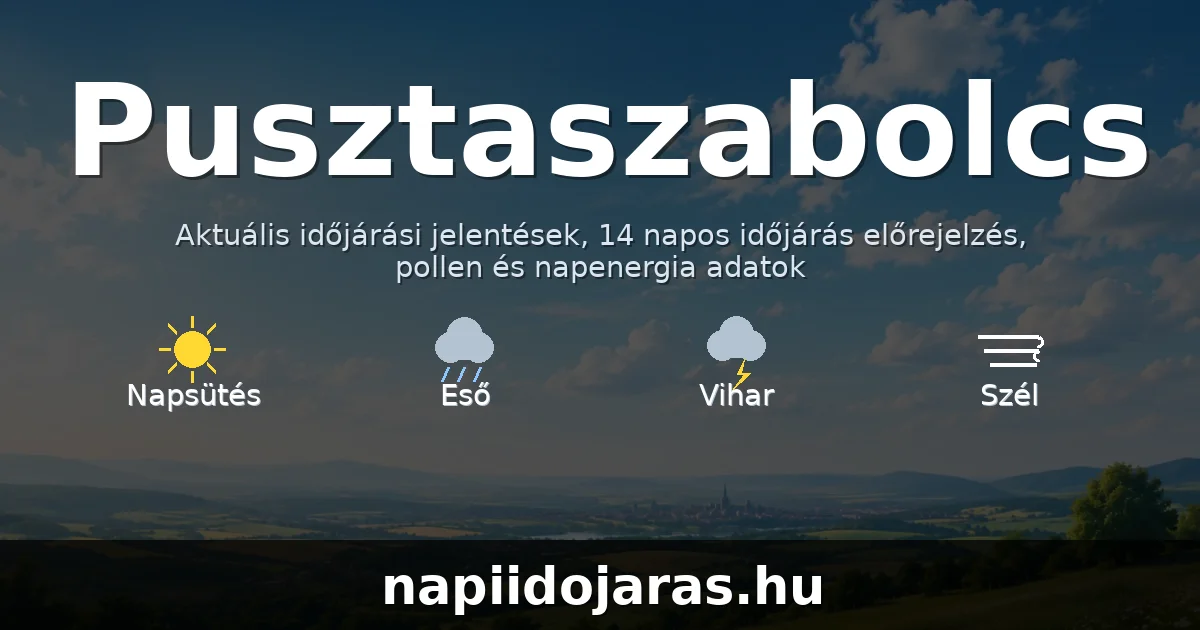 Pusztaszabolcs időjárás aktuális előrejelzés – napiidojaras.hu