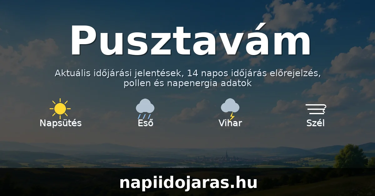 Pusztavám időjárás aktuális előrejelzés – napiidojaras.hu