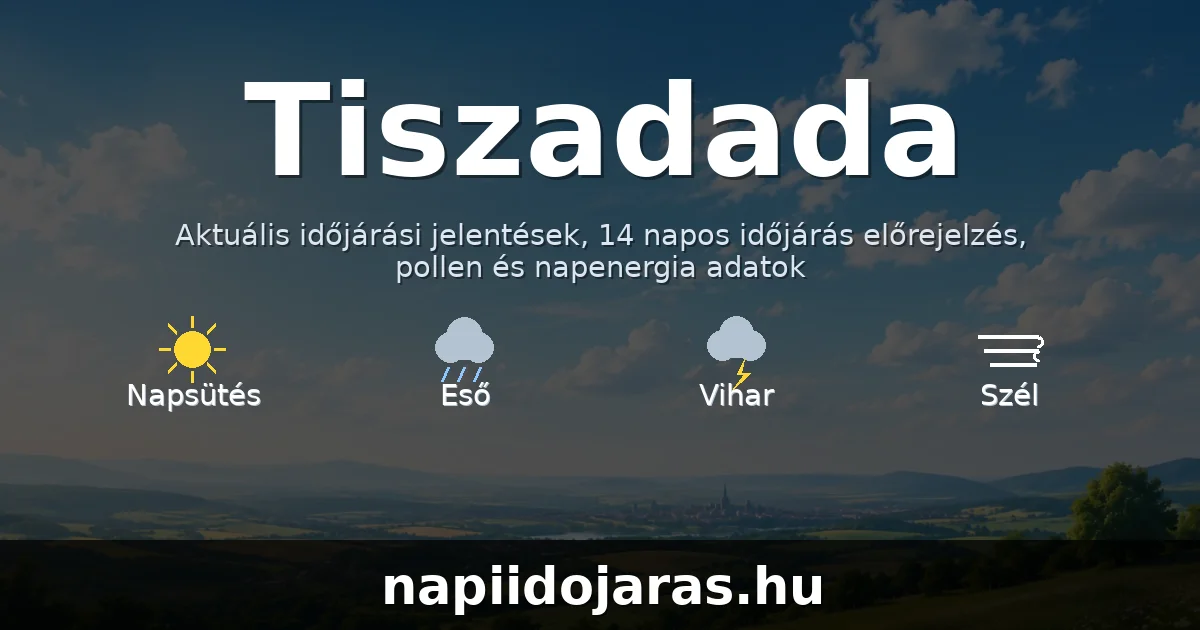 Tiszadada időjárás aktuális előrejelzés – napiidojaras.hu