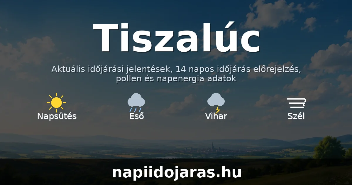 Tiszalúc időjárás aktuális előrejelzés – napiidojaras.hu