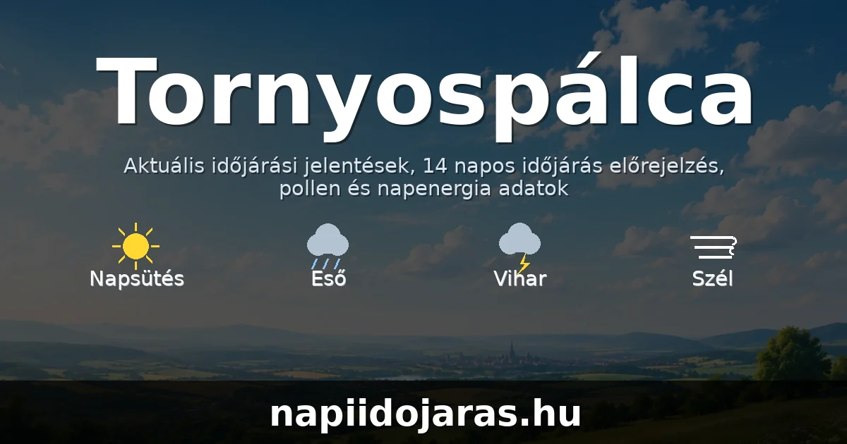 Tornyospálca időjárás aktuális előrejelzés – napiidojaras.hu
