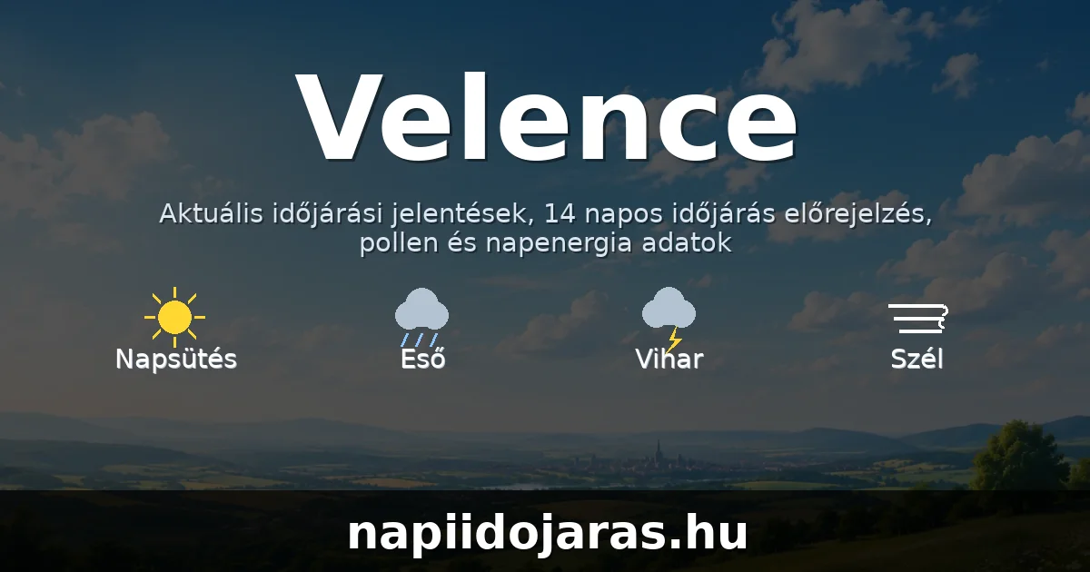 Velence időjárás aktuális előrejelzés – napiidojaras.hu