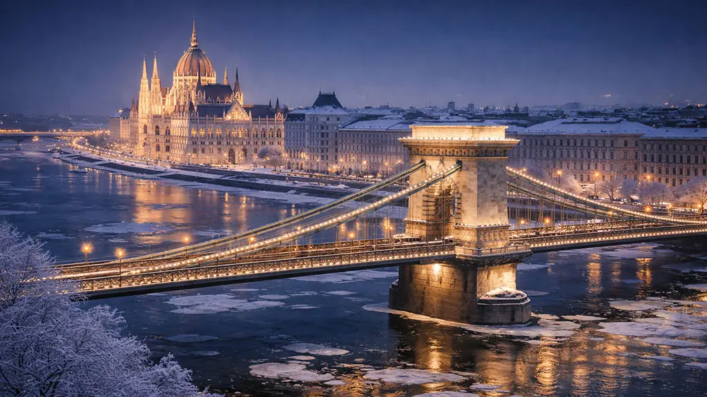 Budapest időjárás téli havas este